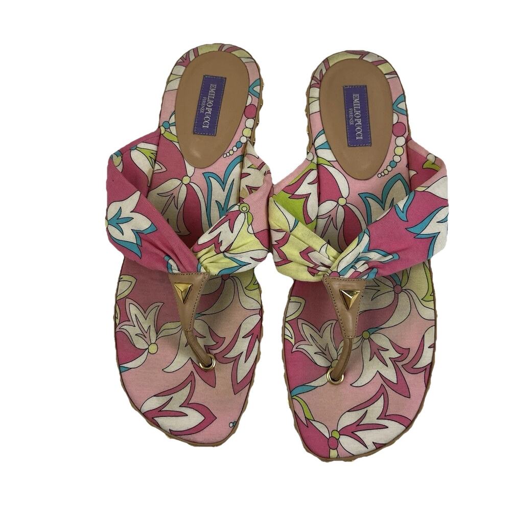 EMILIO PUCCI Studded Sandals Size 6/7 Luxury Italian Designer Colorful